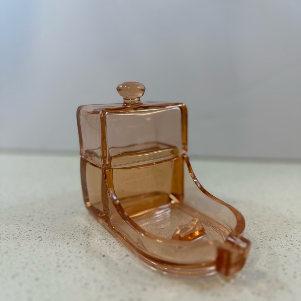 Rare Heisey Glass #361 Irwin Flamingo Pink Depression Glass Cigarette Box